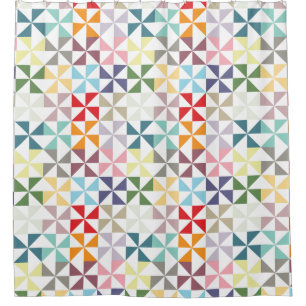 Colorful Geometric Pinwheel Shower Curtain
