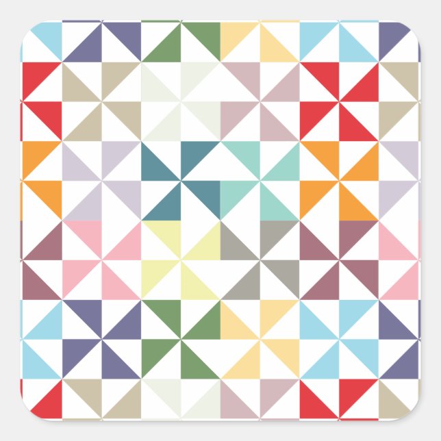 Colorful Geometric Pinwheel Square Sticker (Front)