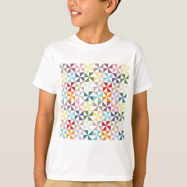 Colorful Geometric Pinwheel T-Shirt (Front)