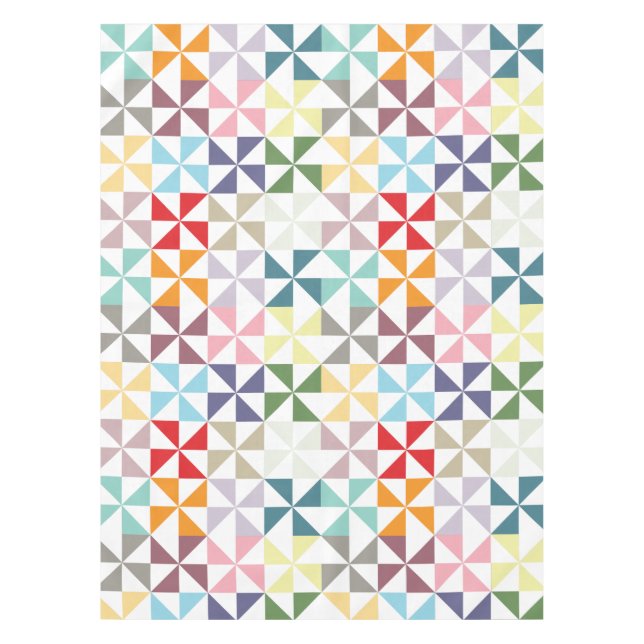 Colorful Geometric Pinwheel Tablecloth (Front)
