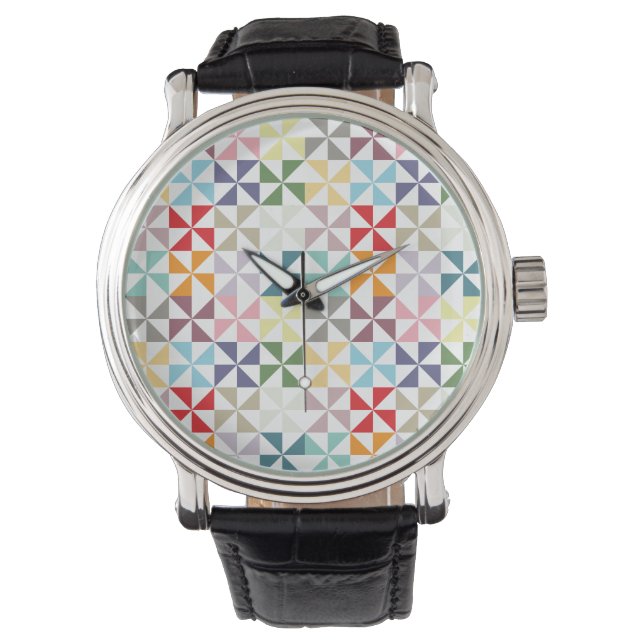 Colorful Geometric Pinwheel Watch (Front)