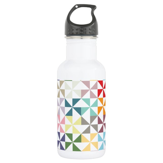 Colorful Geometric Pinwheel Water Bottle (Front)