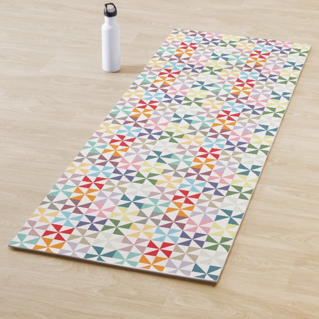 Colorful Geometric Pinwheels Yoga Mat (In Situ)