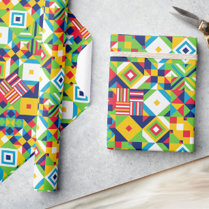 Colorful Geometric Quilt All Occasion Gift Wrapping Paper