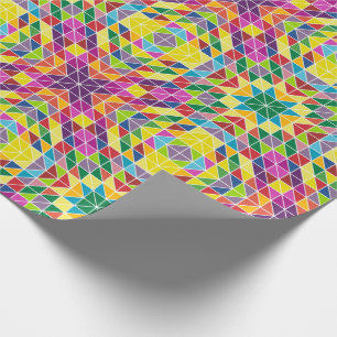 Colorful Geometric Quilt Birthday Gift Wrapping Paper