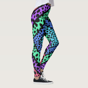 Colorful Geometric Rainbow Cheetah Animal Print Leggings