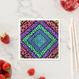 Colorful Geometric Rainbow Cheetah Animal Print Napkins