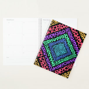 Colorful Geometric Rainbow Cheetah Animal Print Planner