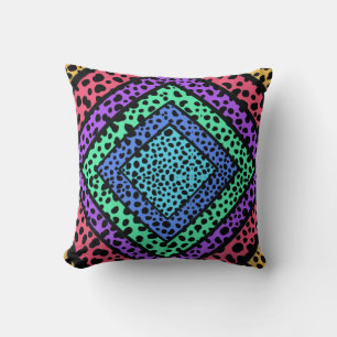 Colorful Geometric Rainbow Cheetah Animal Print Throw Pillow