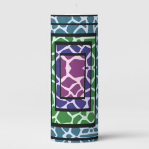 Colorful Geometric Rainbow Giraffe Animal Print Pillar Candle