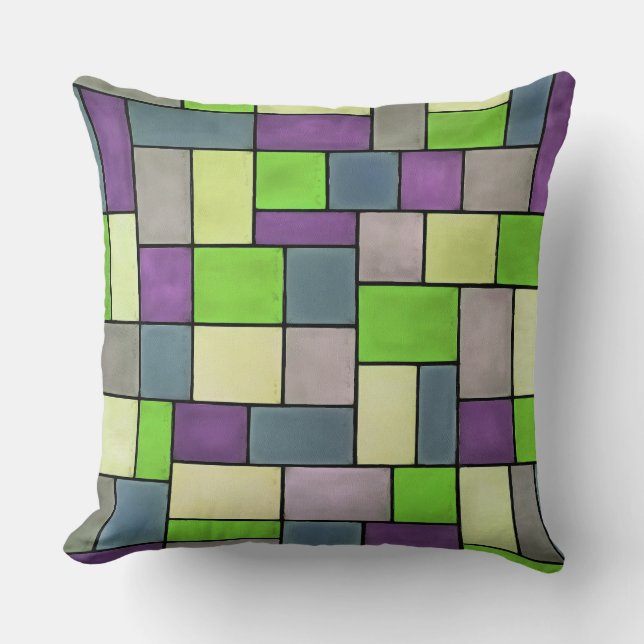 Colorful Geometric Rectangles 3 Throw Pillow (Front)