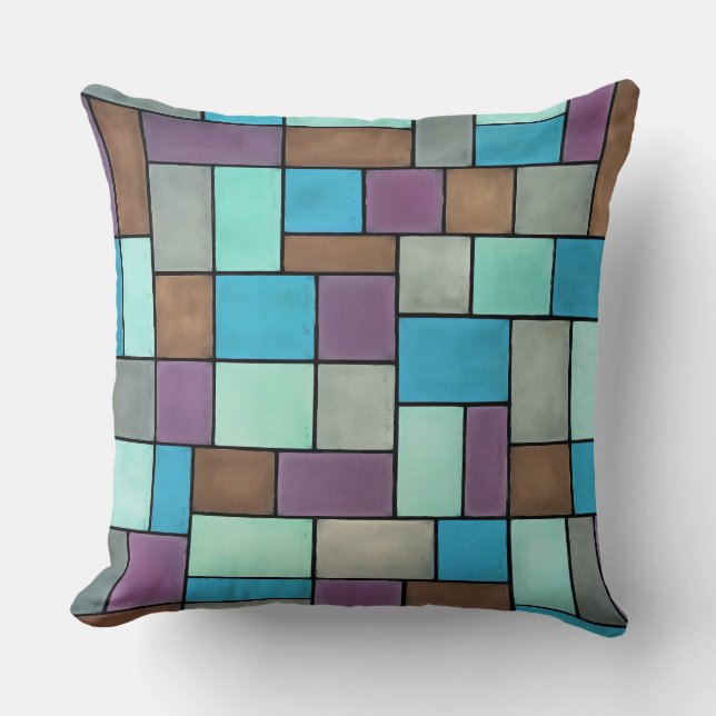 Colorful Geometric Rectangles 4 Throw Pillow (Front)