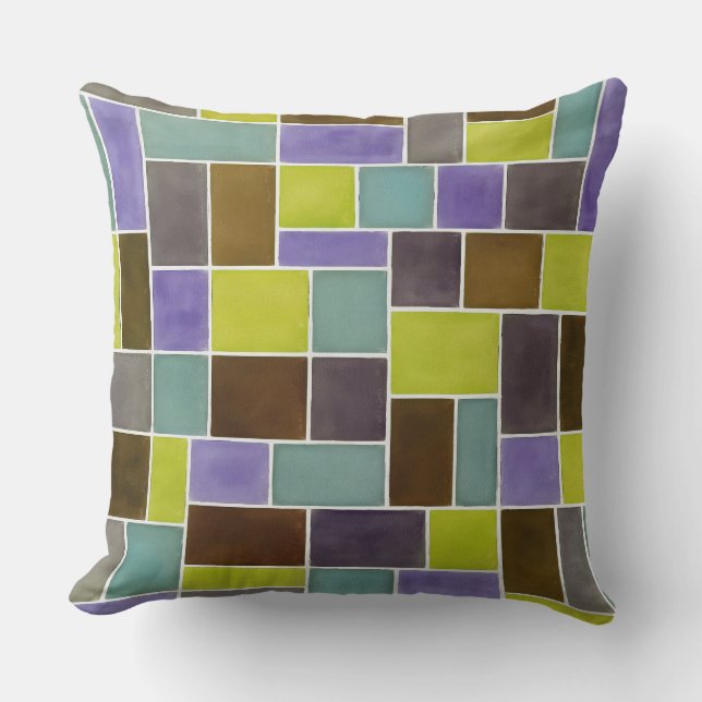 Colorful Geometric Rectangles 6 Throw Pillow (Front)