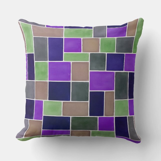 Colorful Geometric Rectangles 7 Throw Pillow (Front)