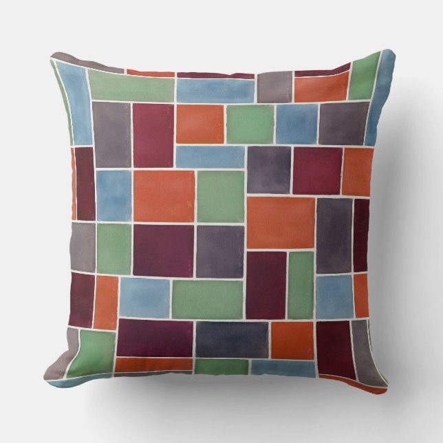 Colorful Geometric Rectangles 8 Throw Pillow (Front)