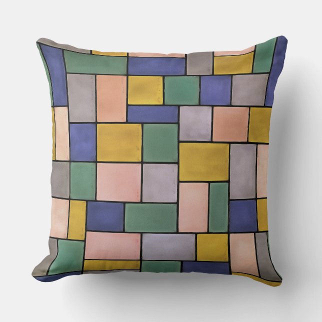 Colorful Geometric Rectangles Throw Pillow (Front)