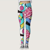 Memphis Style 80s Geometric Bright Color Pattern Leggings, Zazzle