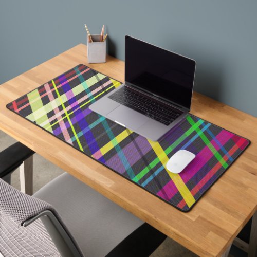 Colorful geometric retro Crossing Lines Pattern Desk Mat