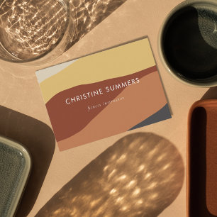 Colorful Geometric Retro Eart Neutrals Stripes Business Card