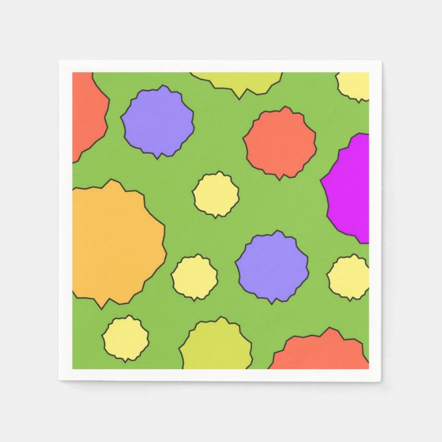 Colorful Geometric Retro Funky Circles Napkins (Front)