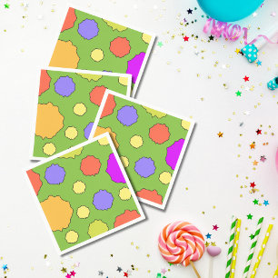 Colorful Geometric Retro Funky Circles Napkins