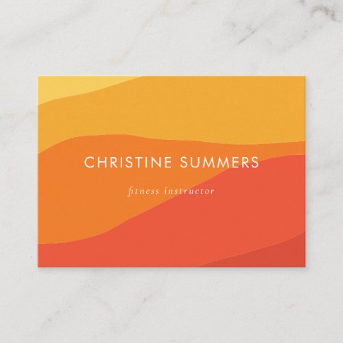 Colorful Geometric Retro Sunny Orange Stripes  Business Card