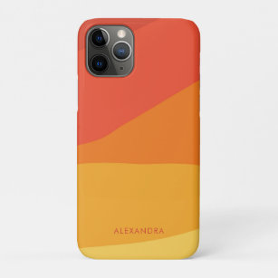 Colorful Geometric Retro Sunny Orange Stripes  iPhone 11 Pro Case