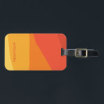 Colorful Geometric Retro Sunny Orange Stripes  Luggage Tag<br><div class="desc">Get ready for your next summer vacation! This design features colorful retro inspired graphic design with flowing geometric stripes in a bold color palette of orange,  yellow and red. A luggage tag for travels to sunny destinations! Customize it with your own name.</div>