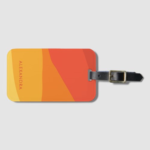 Colorful Geometric Retro Sunny Orange Stripes  Luggage Tag