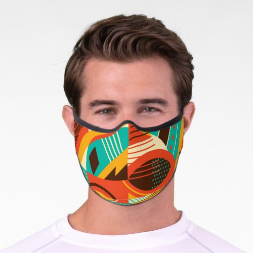 Colorful geometric retro vintage abstraction premium face mask