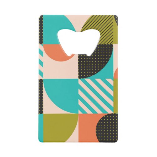 Colorful geometric Scandinavian style pattern Credit Card Bottle Opener