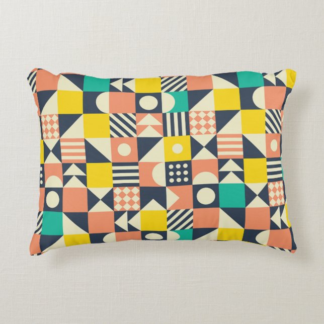 Colorful Geometric Seamless Pattern Accent Pillow (Front)
