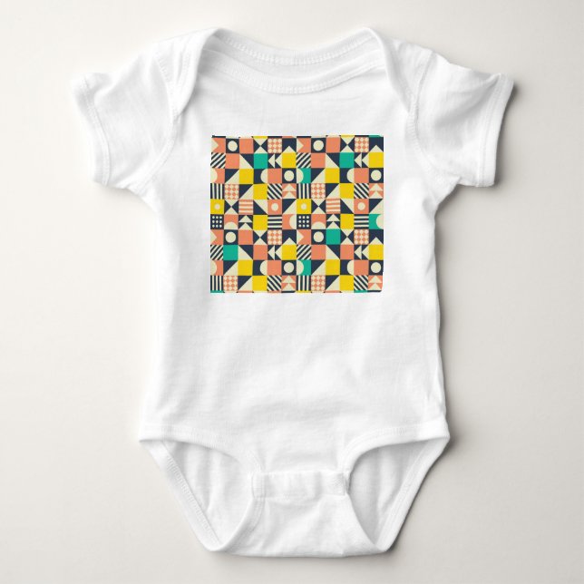 Colorful Geometric Seamless Pattern Baby Bodysuit (Front)