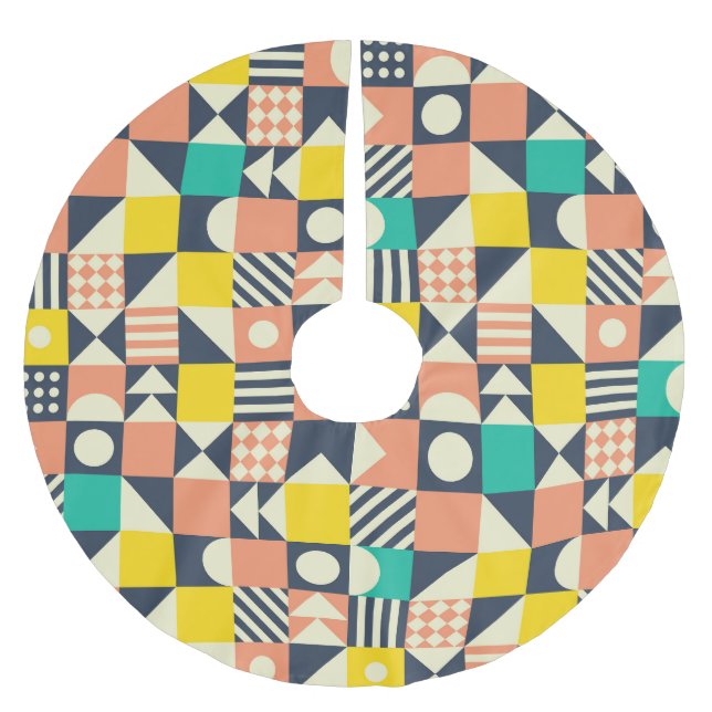 Colorful Geometric Seamless Pattern Brushed Polyester Tree Skirt (Front)