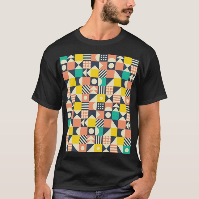 Colorful Geometric Seamless Pattern T-Shirt (Front)