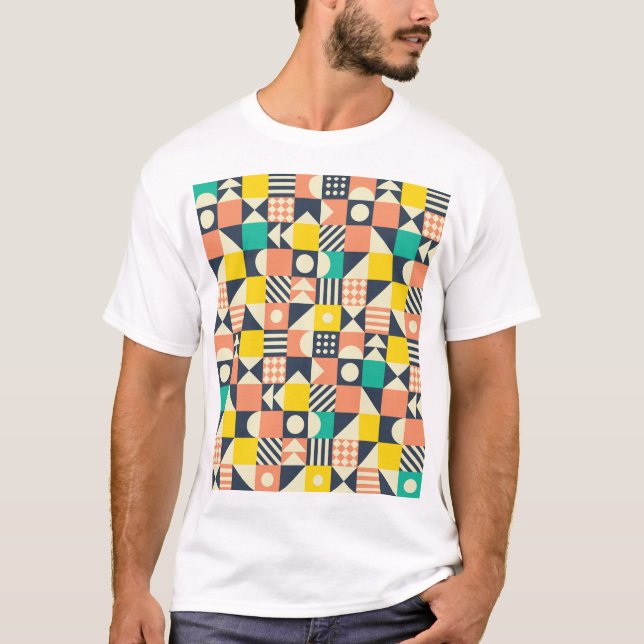 Colorful Geometric Seamless Pattern T-Shirt (Front)