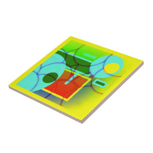 Colorful Geometric Shapes Abstract Art  Ceramic Tile