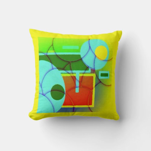 Colorful Geometric Shapes Abstract Art   Throw Pillow