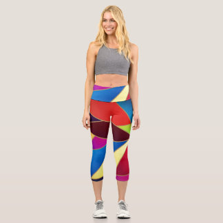 Colorful geometric shapes capri leggings