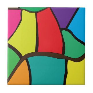 Colorful Geometric Shapes Ceramic Tile