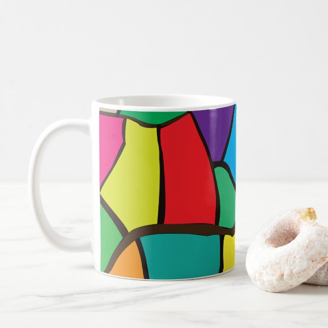 Colorful Geometric Shapes Coffee Mug (With Donut)