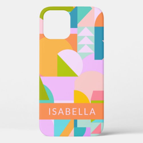 Colorful Geometric Shapes Collage Personalized  iPhone 12 Case