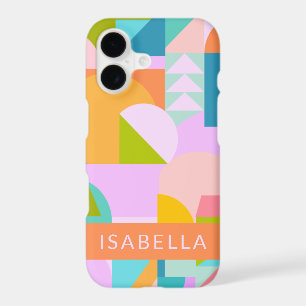 Colorful Geometric Shapes Collage Personalized iPhone 17 Case