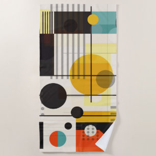 Colorful geometric shapes composition beach towel
