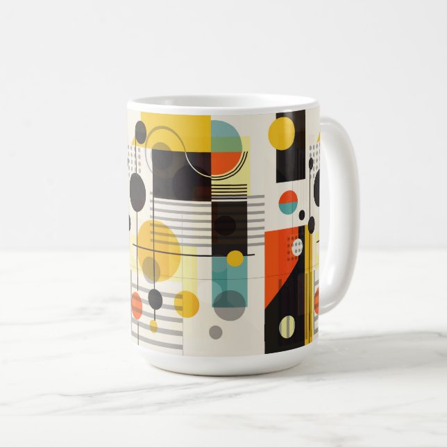 Colorful geometric shapes composition coffee mug (Front Right)