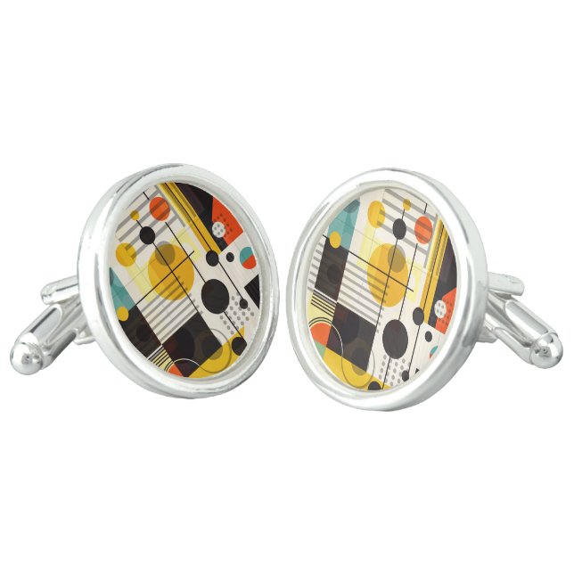 Colorful geometric shapes composition cufflinks (Angled)