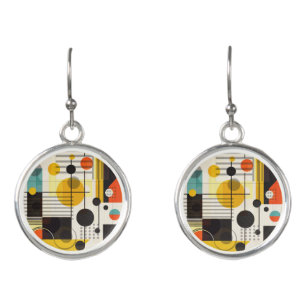 Colorful geometric shapes composition earrings