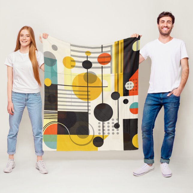 Colorful geometric shapes composition fleece blanket (In Situ)