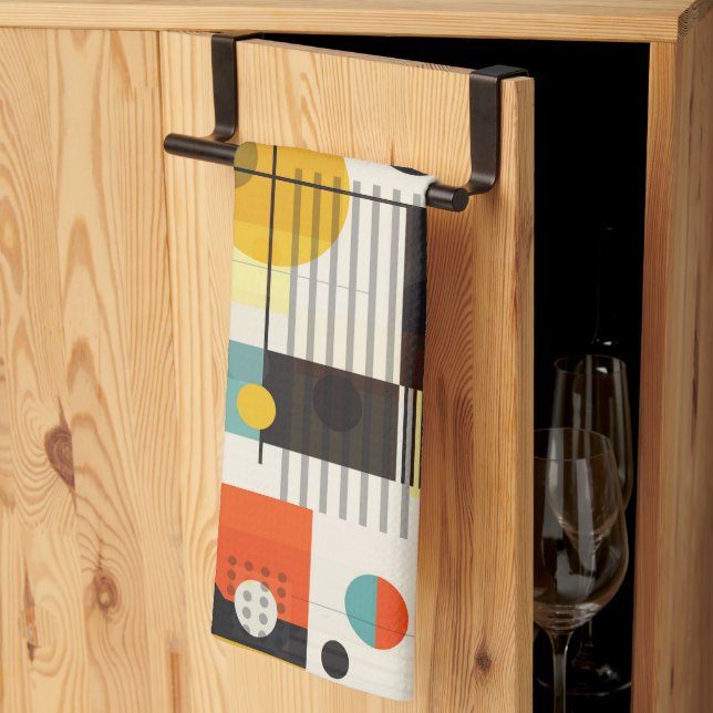 Colorful geometric shapes composition kitchen towel (Thirds Fold)