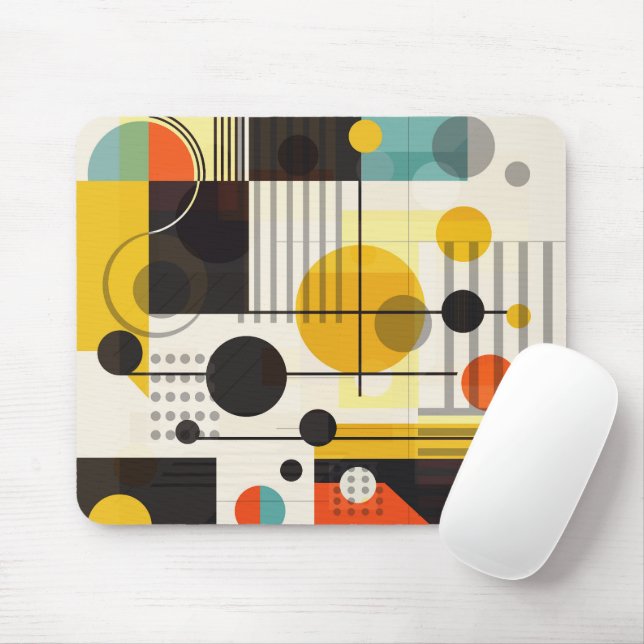 Colorful geometric shapes composition mouse pad (With Mouse)